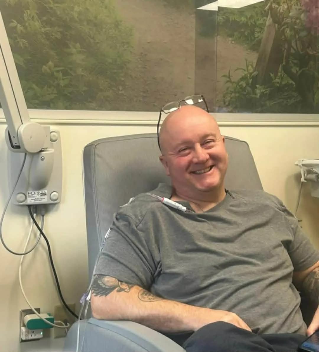 Greg Pine smiling during treatment
