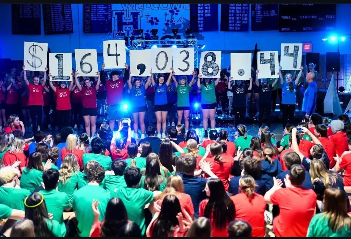 Students celebrating the annual CHAMP total