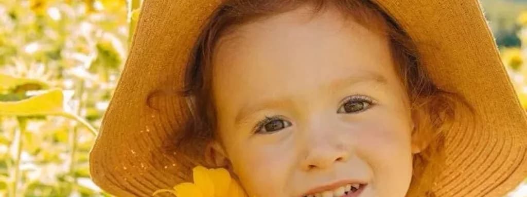 A little girl smiling with a sunflower