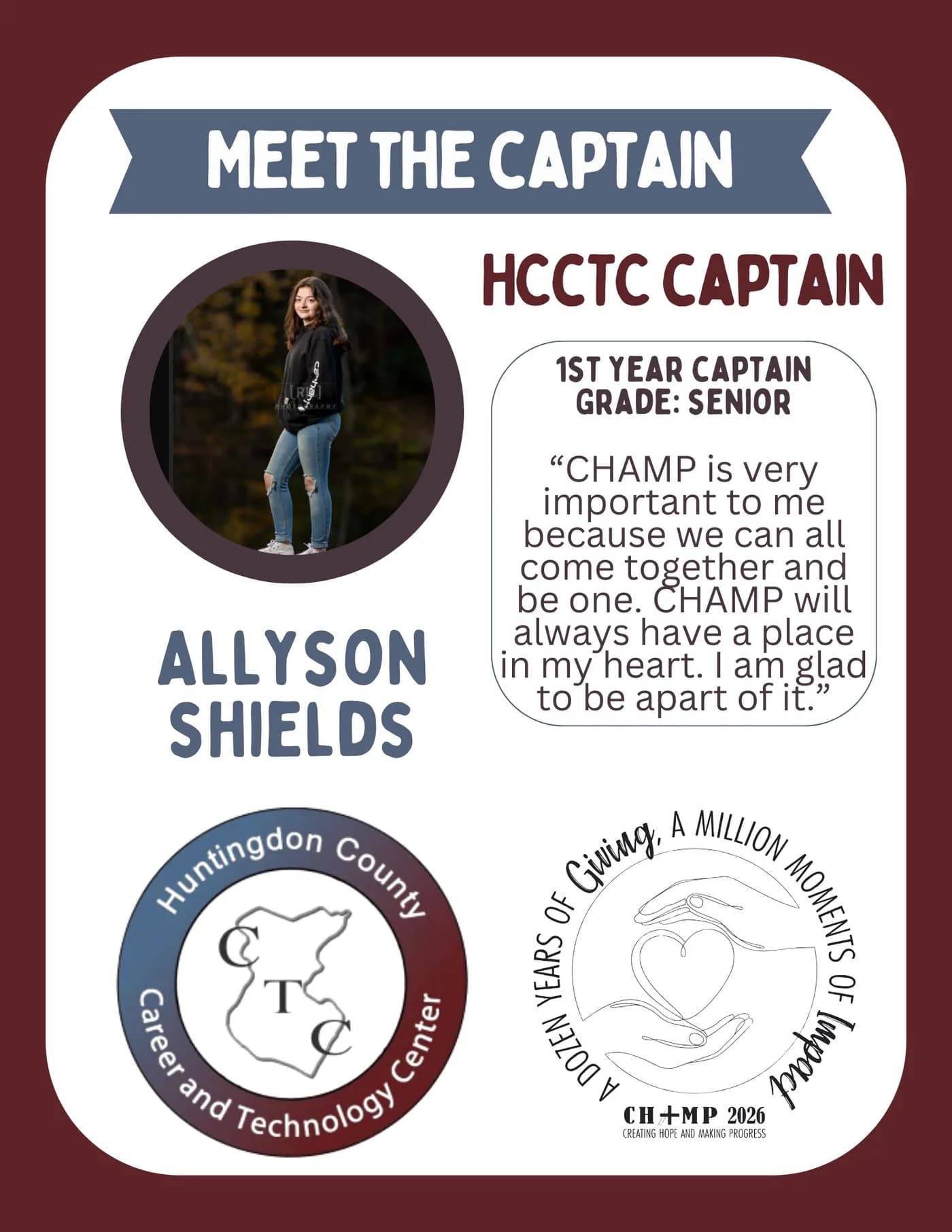 Allyson Shields, Hcctc CHAMP captain 2025