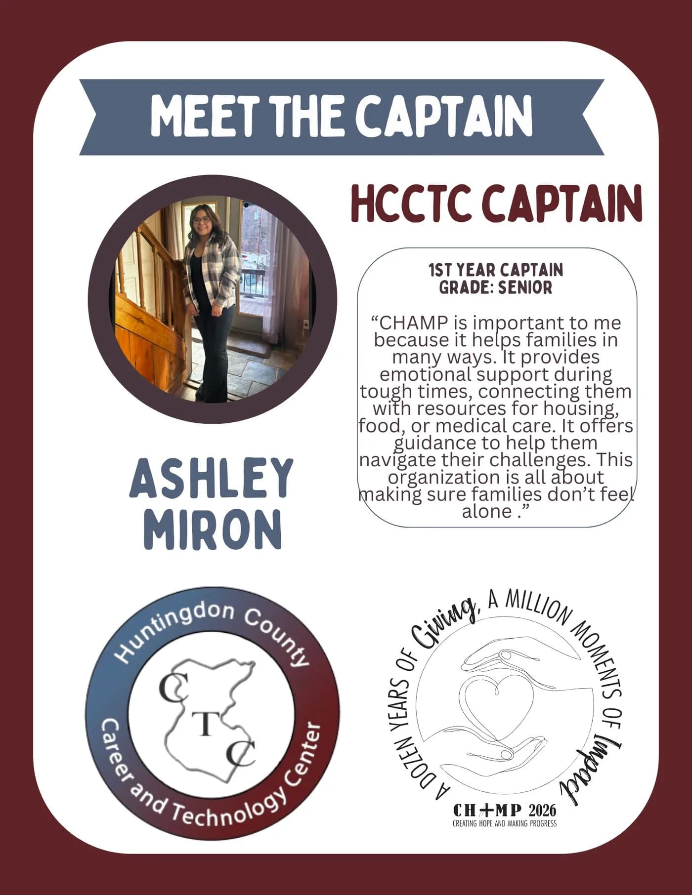 Ashley Miron, Hcctc CHAMP captain 2025