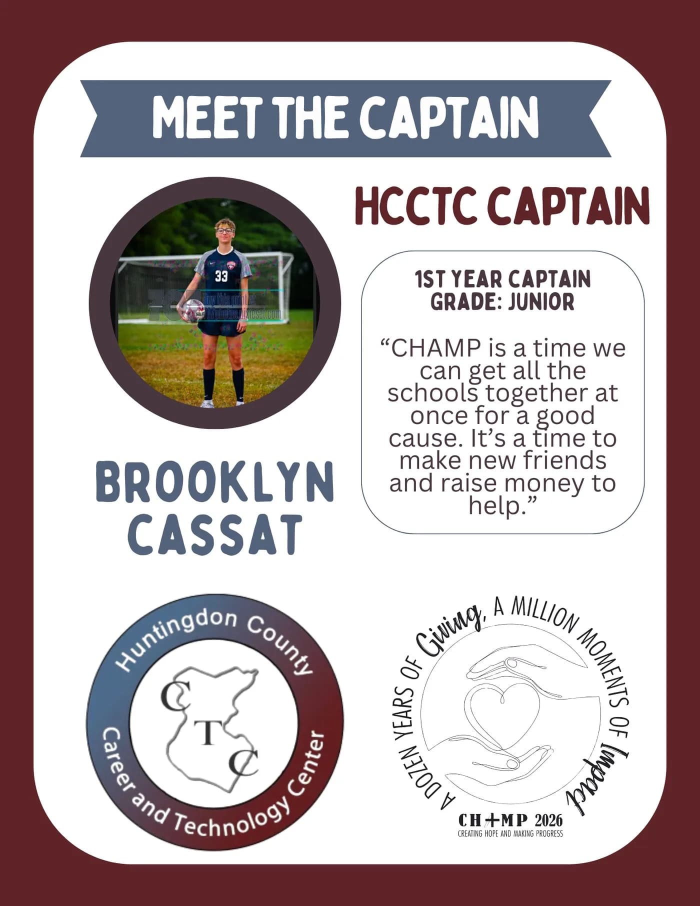 Brooklyn Cassat, Hcctc CHAMP captain 2025