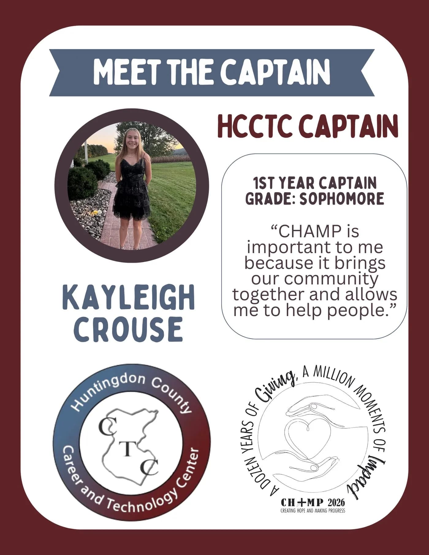 Kayleigh Crouse, Hcctc CHAMP captain 2025