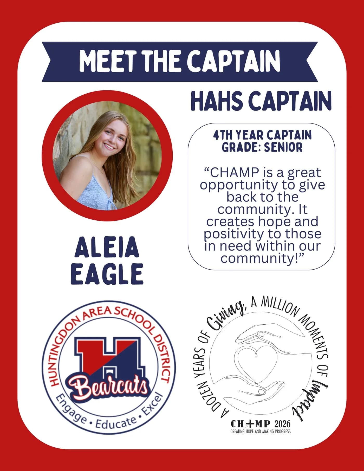 Aleia Eagle, Huntingdon CHAMP captain 2025