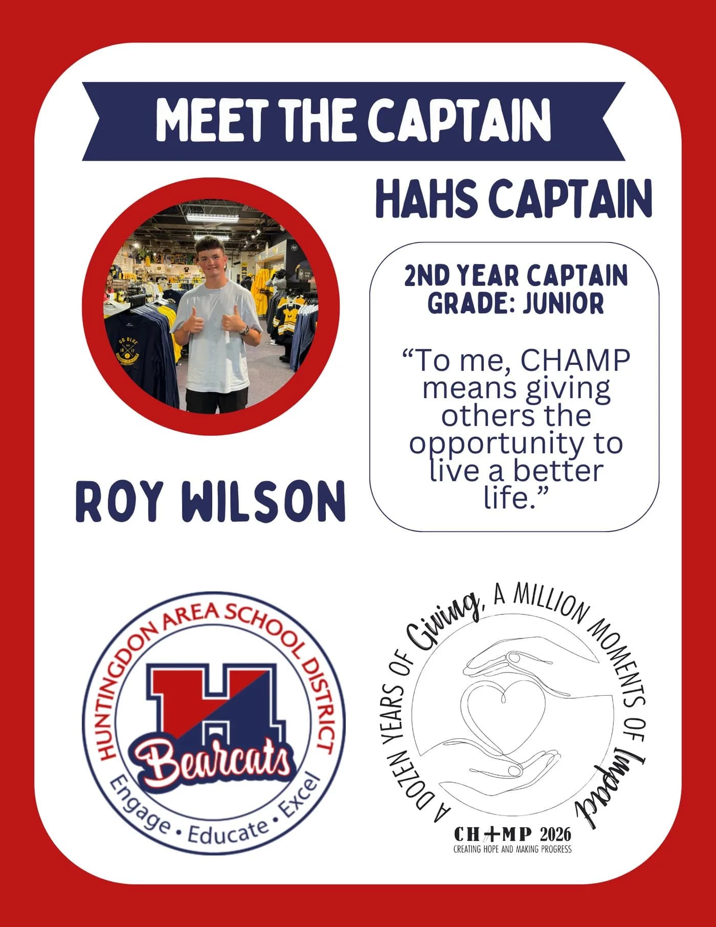 Roy Wilson, Huntingdon CHAMP captain 2025