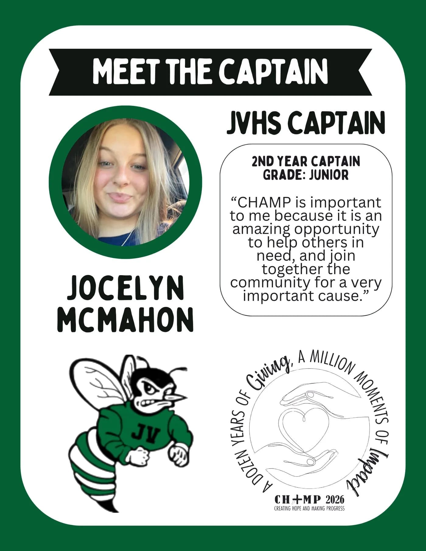 Jocelyn McMahon, Juniata Valley CHAMP captain 2025